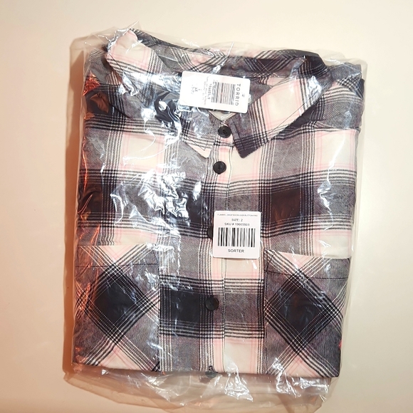 ❤NWT VINTAGE TORRID FLANNEL SHIRT - MUSHROOM PLAID - BUTTONS - DROP SHOULDER - Picture 9 of 13